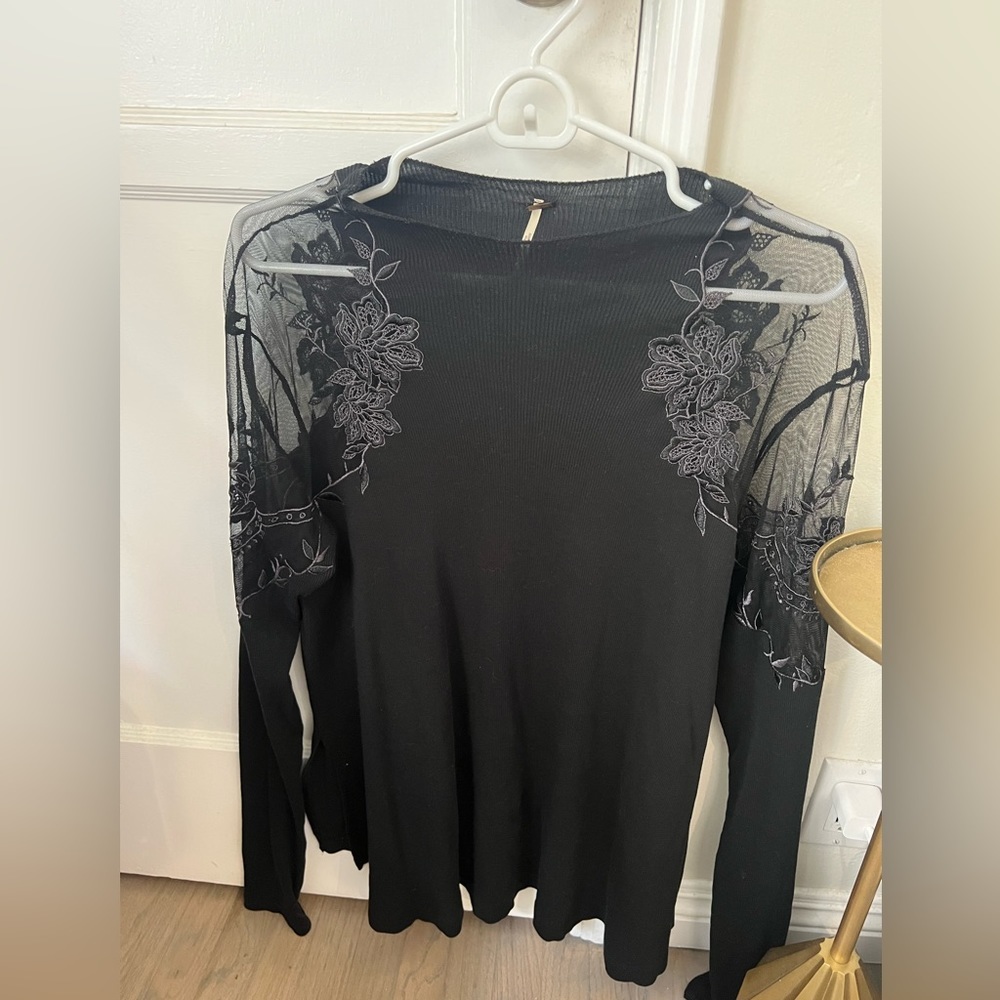 FREE people lace/sheer long sleeve top!!